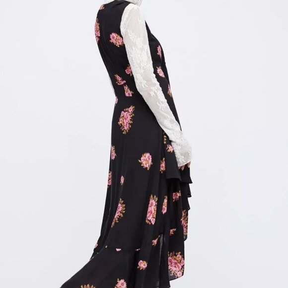 NWT Free People Birdie Midi Dress Size 6 Color Black Combo - Picture 2 of 6